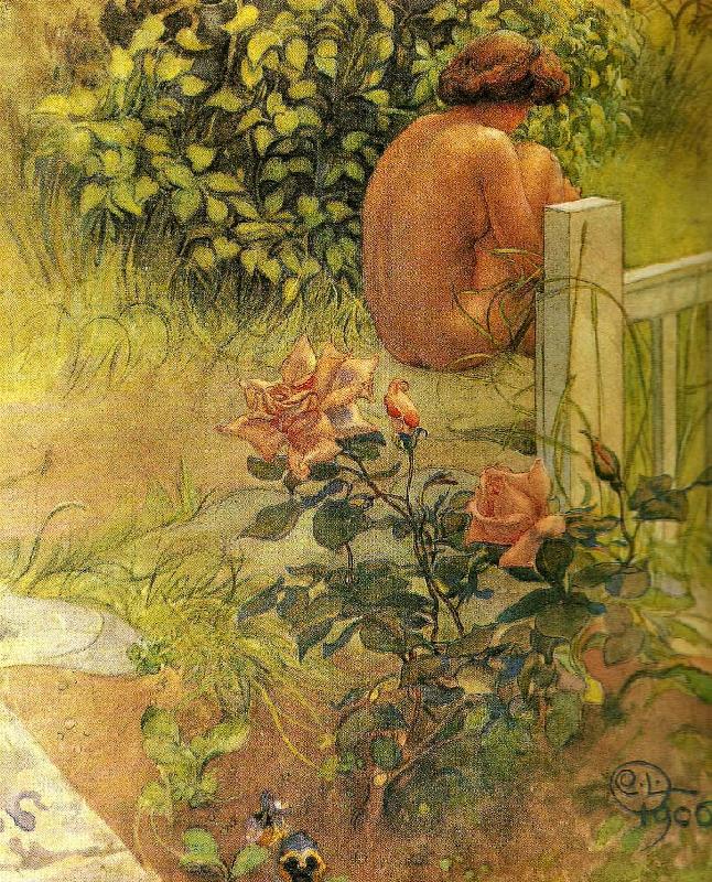 Carl Larsson ros och rygg-en flickrygg och en ros oil painting picture